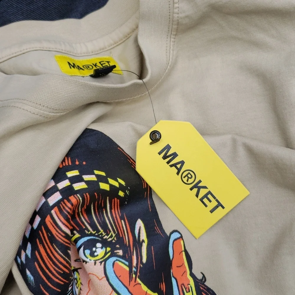 💥BUY 2 GET 1 FREE Market UO Exclusive On Any Sunday Tee Shirts, Size M & L, Tan - Picture 6 of 8